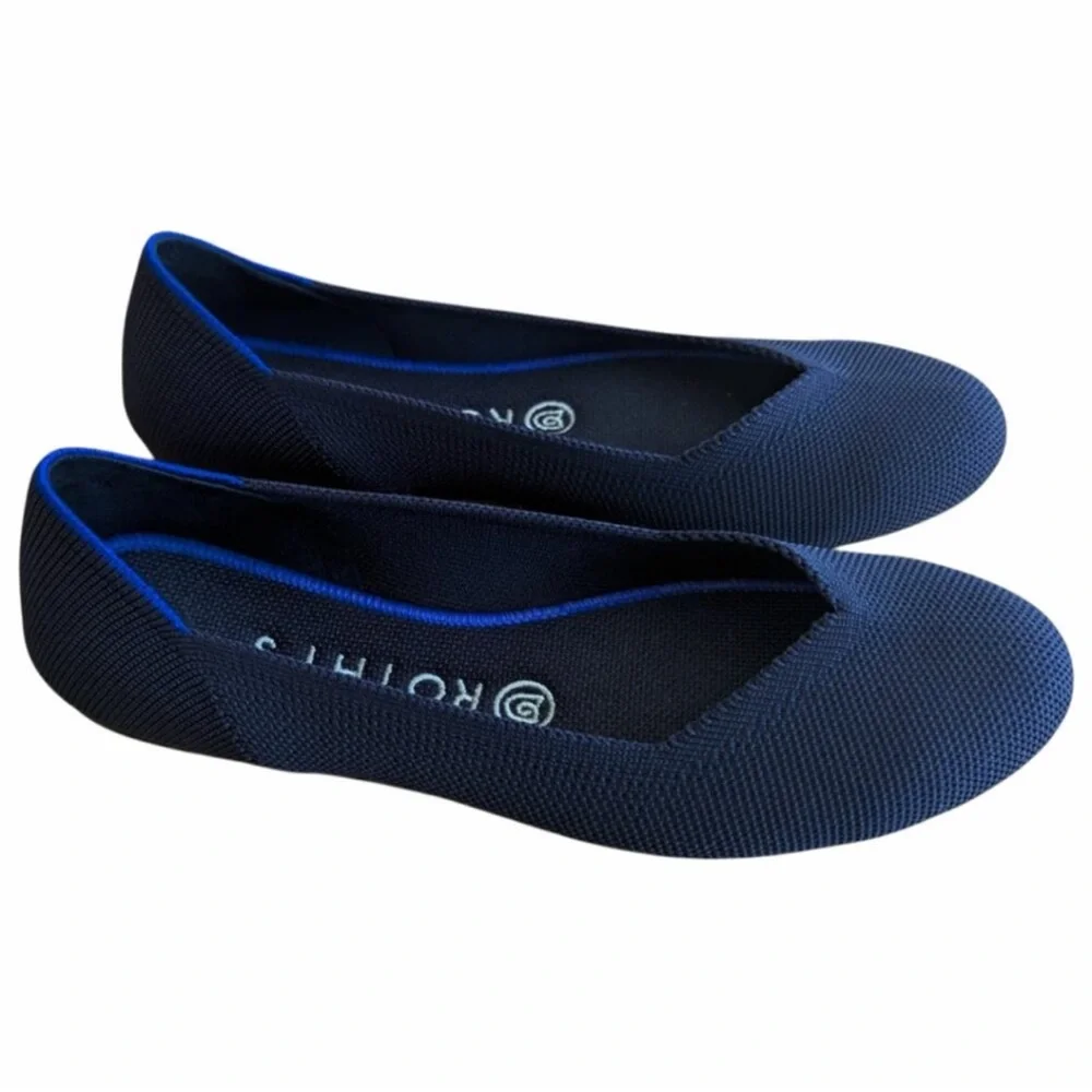 Rothy's The Flat Navy Blue Round Toe Slip-on Ballet Shoes Size 9 - Picture 2 of 10
